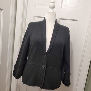 NWT Alfani Coal Melange Black Knit Bell Sleeve Sweater Jacket Size XL Ret $79.50